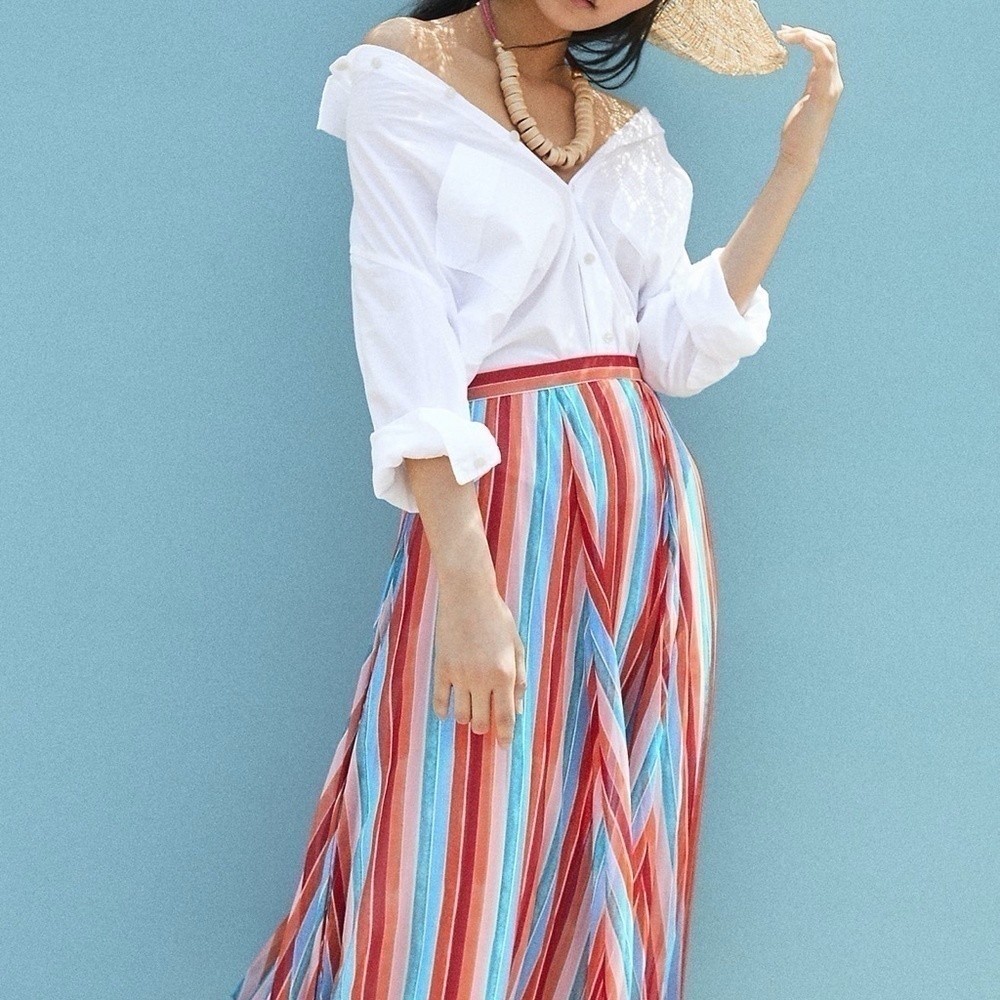 NWT Anthropologie Maeve Claremont Pleated Midi Skirt, Size Medium - Picture 11 of 12